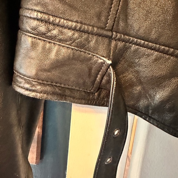 Vintage Express  genuine leather moto jacket fits small - Picture 6 of 10